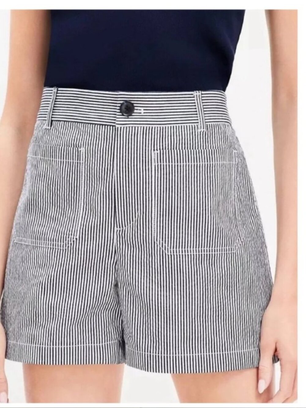 Ann Taylor LOFT The Palmer Striped High Rise Patch Pocket Shorts Size 12